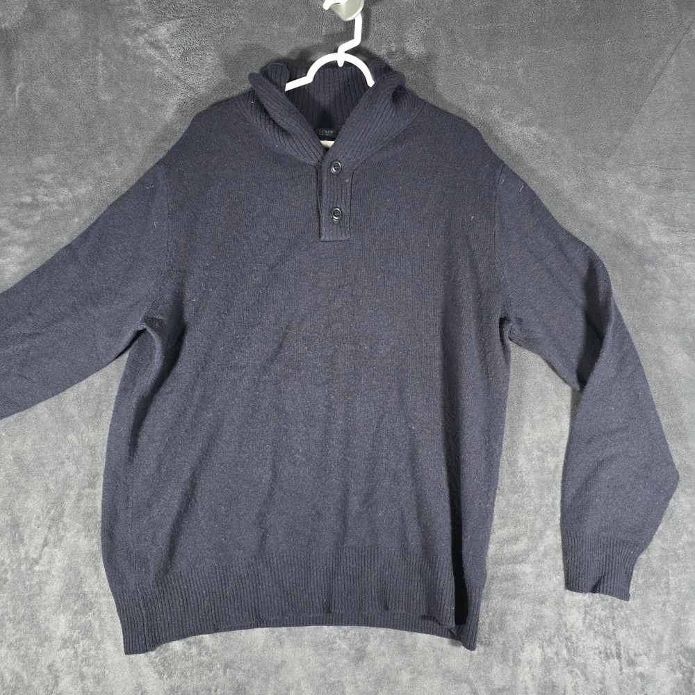 J. Crew Mens XL Sweater Shawl‎ Collar Pullover Long Sleeve Blue Knit